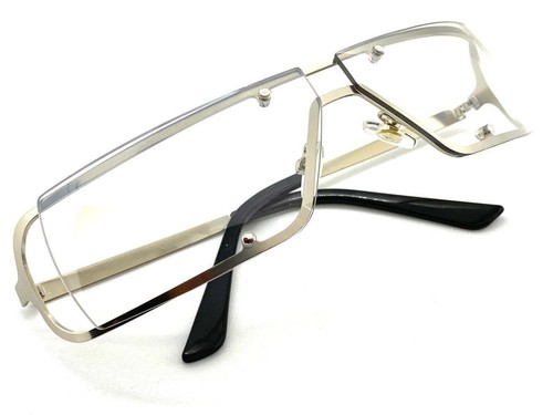 Classy Elegant Modern Club Raver Clear Lens Slight Tint SUN GLASSES Silver Frame - 第 5/6 張圖片