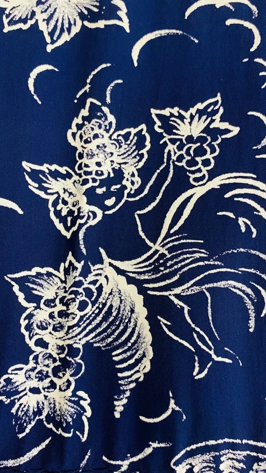 Vintage 1940s cherub novelty print dress, navy blue rayon cornucopia L XL plus - Изображение 4 из 4