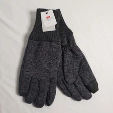 3M Thinsulate Men's One Size Knit Gloves Dark Charcoal Gray Tech Finger Tip New