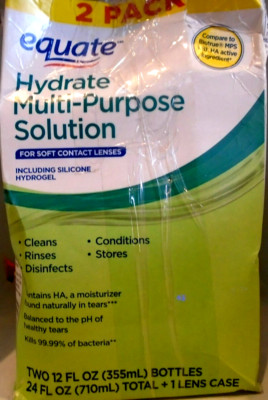 Equate Hydrate Multi-Purpose Solution TWIN PACK 12 fl oz ea + Case 3/26