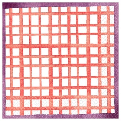 Pantone Living Coral Modern Garden Party Paper Beverage Napkins GRID
