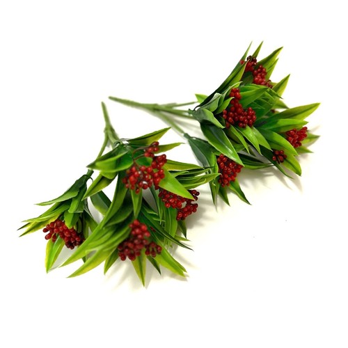 Set of 5 Artificial Berry Bushes Plants 22cm - Decorative Faux Foliage Berries - Picture 2 of 4