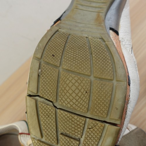 Prada Italian Trainers Women 37 White Leather Taupe Suede Oxford ITALY DEFECTS - Picture 18 of 22