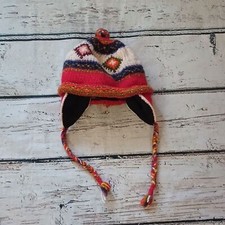 Invisible World Purple Red Children's Wool Cotton Knit Chullo Beanie Hat