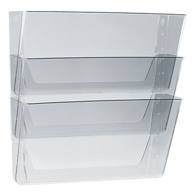 Storex Wall File, 3 Sections, Legal Size 16'' x 4'' x 14'', Clear, 3/Set 70229U06C