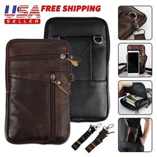Vertical Men's Leather Mobile Phone Bag Diagonal Bag Small Outdoor Waist Bag