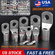 240Pcs Copper Wire Lugs Battery Cable Ends Ring Terminals Connectors Tubing Kits