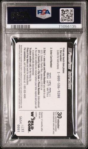 1996-98 WorldCom MICHAEL JORDAN 30 Minute WHITE UNIFORM Die-Cut PHONE CARD PSA 6 - Picture 2 of 2