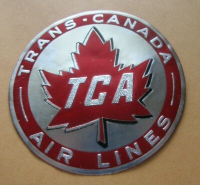 1950-64 Vintage*TRANS-CANADA* 3'' Round MAPLE LEAF*LUGGAGE LABEL*MINT-Org Gum