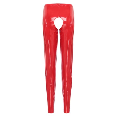 Sexy Women's Wetlook Leather Stretchy Crotchless Pants Clubwear Pole Dance Party - Picture 11 of 48