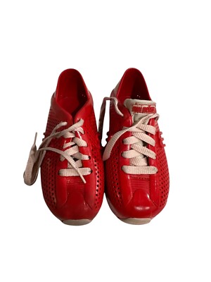 Mini Melissa Love System Jelly Trainers Girls Size 12 Red Sneaker Style Lace Up