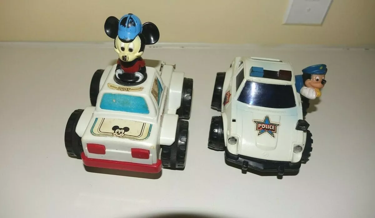 Vintage MICKEY MOUSE POLICE CAR DUMP TRUCK Walt Disney