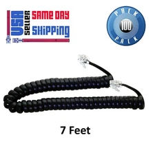 100 Pack Black 7' Telephone Handset Cord Free Shipping Tuff Jacks