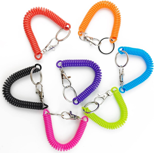 14PCS Spiral Retractable Spring Coil Keychain Theftproof Anti-Lost Stretch Cord - Picture 4 of 12