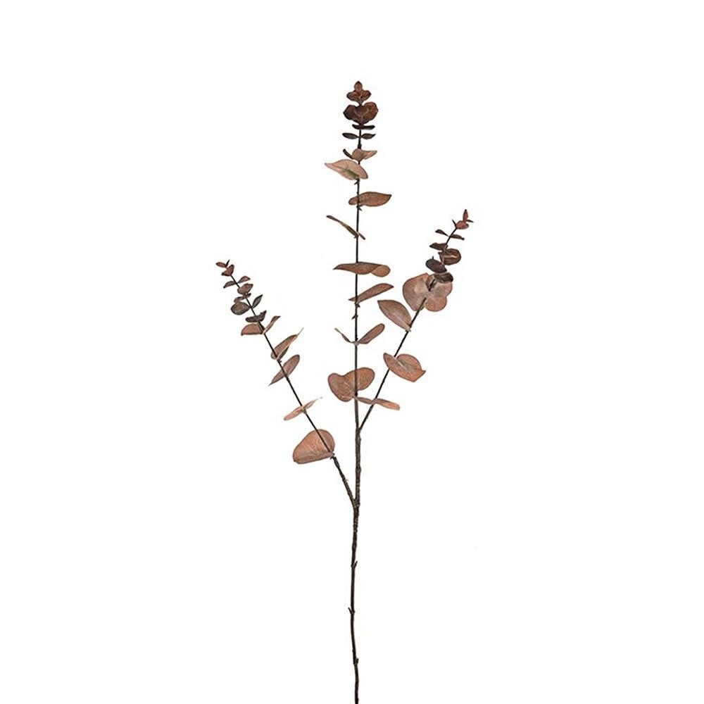 Faux Silk Long Eucalyptus Spray Pale Brown Green 84cm/33 Inches Tall