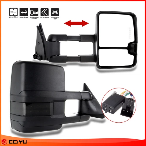 Pair Tow Mirrors  Power LED Signal Light For 1988-98 C/K 1500 2500 3500