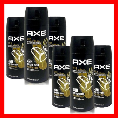 Axe Spray Gold Oud Wood  Men Deodorant Body Spray Fresh 150ml (5 oz) x 6 Pack