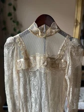 Vintage Ivory Victorian Lace Dress (Gunne Sax?/no tag)