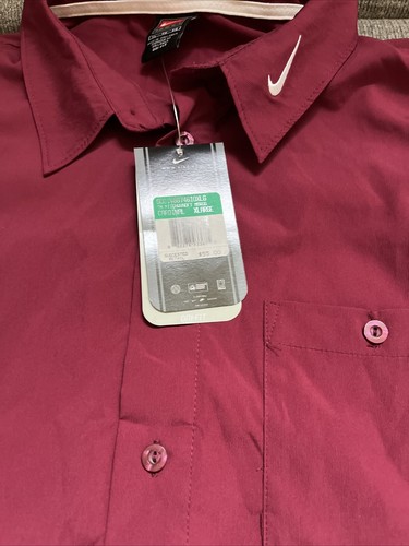 Maroon Button Up Nike Team Dri Fit Men XL New - Picture 3 of 6