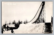 Iron Mountain Michigan MI Pine Mt Ski Slide Real Photo Postcard RPPC 1930-50