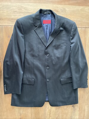 Hugo Boss Red Label Gray Striped Wool Blend Sport Coat Jacket Blazer Mens 42R