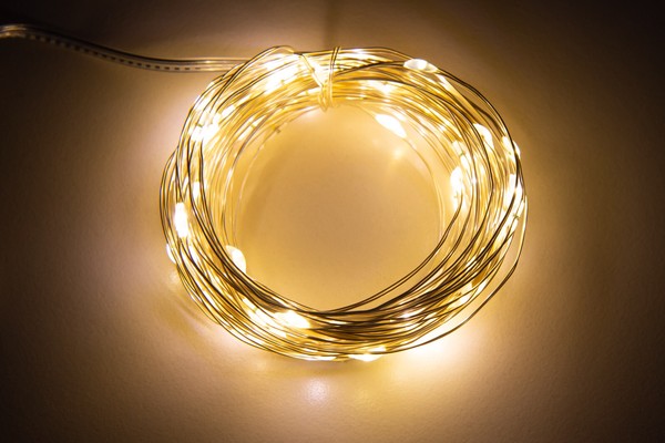 "Led Draht-Lichterkette Mcshine \"Micro\" 80 Leds Warmweiß, Batteriebetrieb"-image