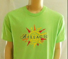BELLAGIO Lime Green T Shirt Mens XL Cotton Casino Las Vegas Gambling Made in USA