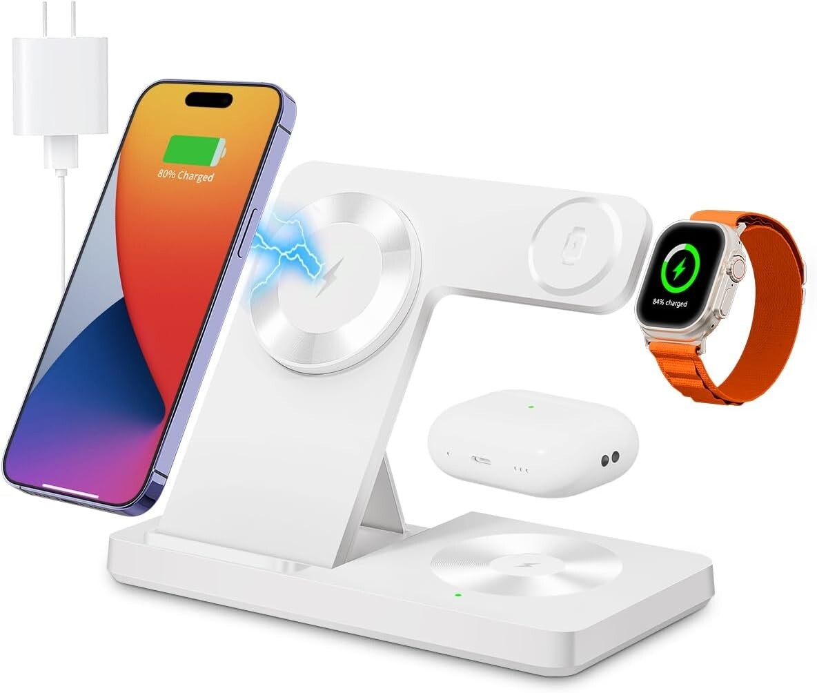 Magnetic 3 in 1 Wireless Charging Station for Magsafe iPhone 12-16 Series, watch