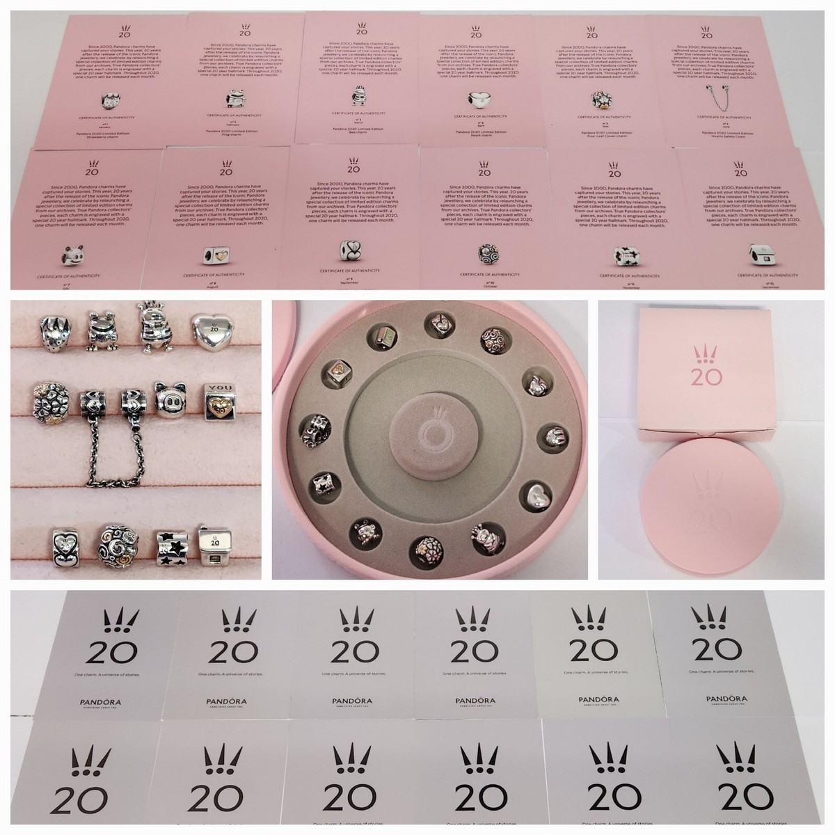 Genuine Pandora 20th anniversary Full set 12 Charms