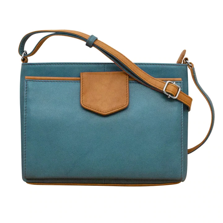 Ili New York Borsa A Tracolla In Pelle Con Organizer Laterale - Protezione RFID, Tracolla Regolabile, Argento - 3