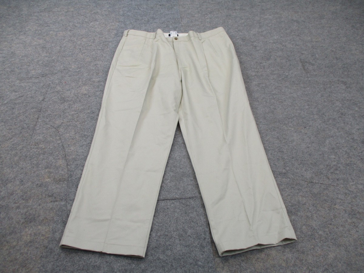 Lands End Pants Mens 42 Khaki Straight Leg Pleated Adult