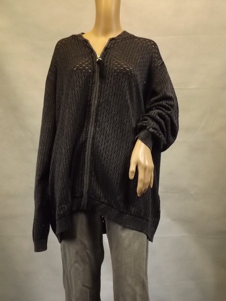 ★ Ulla Popken ★ 54+ 54/56 ~ Schwarz Strick Blouson Stone Wash Strickjacke-image
