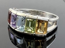 925 Sterling Silver 3.3 Gram Multi Color Ring Size 6
