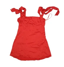 Urban Outfitters Dress Womens XL Red Satin Tie Strap Mini Sundress Square Neck