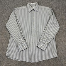 Calvin Klein Slim Fit Button-Down Shirt Men's Size 16 34/35 Gray White Stripes