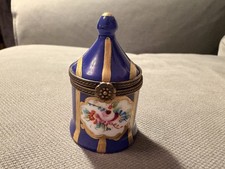 Exquisite Limoges Hand Painted Porcelain Etui in the Form of Circus Tent