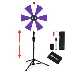 WinSpin 24" Floor Stand Modular Prize Wheel w/ 12 PCS Backup Panels Purple White