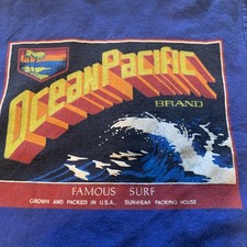 VTG Ocean Pacific Kids Short Sleeve Button Up Shirt Famous Surf Print Size 4