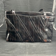 Vintage Sunco Eel Skin Black Portfolio Purse Messenger Bag EUC