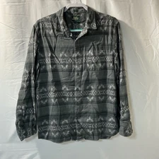 Bixby Nomad Long Sleeve Shirt Large Gray Aztec Design Button up Collar Slim