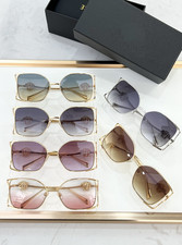 Luxury Square Metal Sunglasses   Medusa Detail   UV Protection