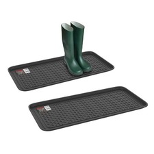Set of 2 Large All Weather Boot Trays, Water Resistant, Indoor/Outdoor, Black