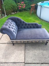 Blue Velvet Tufted Chaise Longue 56 x 76 x140 photography prop