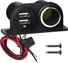 Dual USB 12V Cigarette Lighter Socket Splitter w/ Fuse for RV Boat Truck