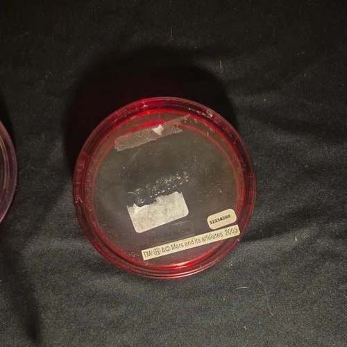 Vintage M&M’s Red Character Glass Candy Jar Embossed “Red!” Clear Container