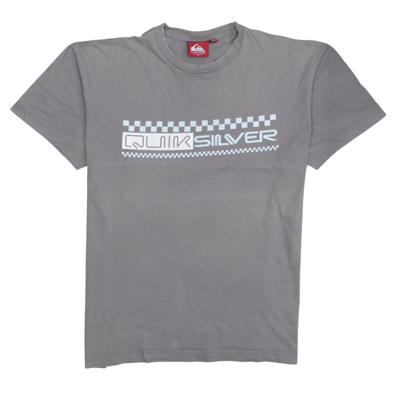 Quiksilver Mens T Shirt Grey Graphic Check Logo Cotton Skate Surf Tee Top XL