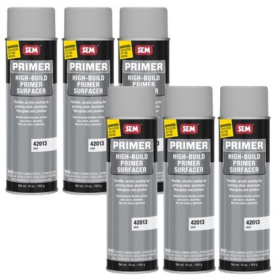 SEM High Build Primer Surfacer Gray Color Aerosol Coating 42013, 6 Pack