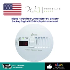 Kidde Hardwired CO Detector 9V Battery Backup Digital LED Display Interconnect