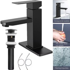 Black Bathroom Faucet Single Handle One Hole Bathroom Faucet with Pop Up Drain