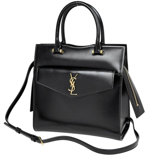 Saint Laurent Uptown Handbag 2WAY Shoulder Bag YSL Leather Black 561203 #BS537